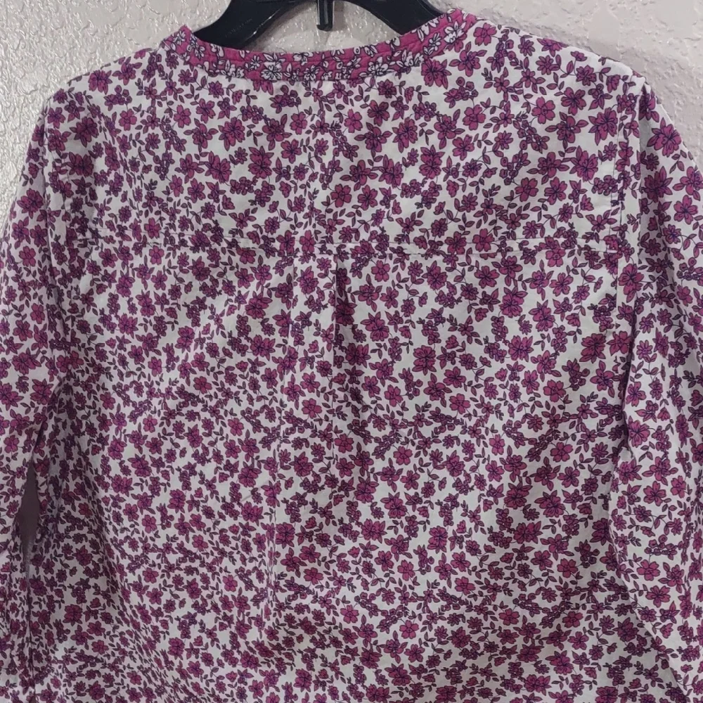 J.CREW , Size L,Floral Purple and White Blouse - Picture 8 of 16